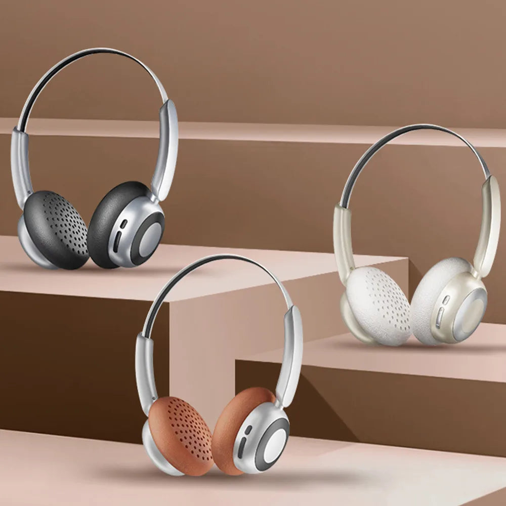 Wireless Bluetooth 5.4 Retro Headset HD Calls Noise Cancellation 80H Battery Life Headphones Retractable Lightweight Hifi Earbud