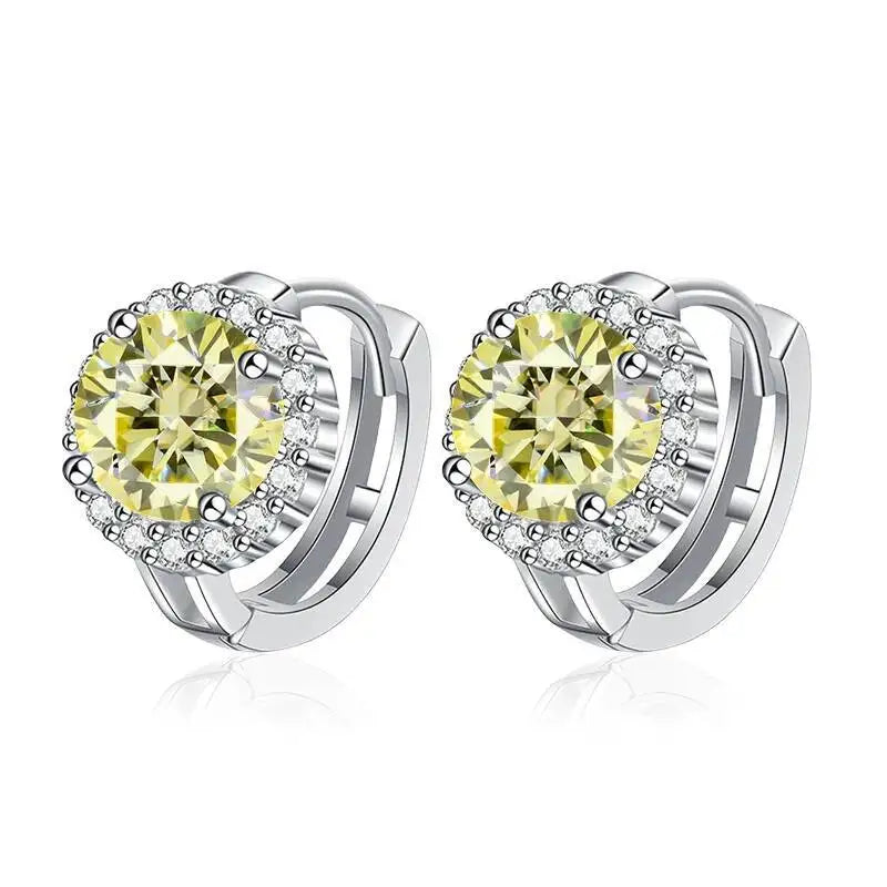 TY 0.5ct 1ct Pink Moissanite Earrings Women S925 Silver Black Blue Green Grey Rainbow Lab Diamond Wedding Studs Earring