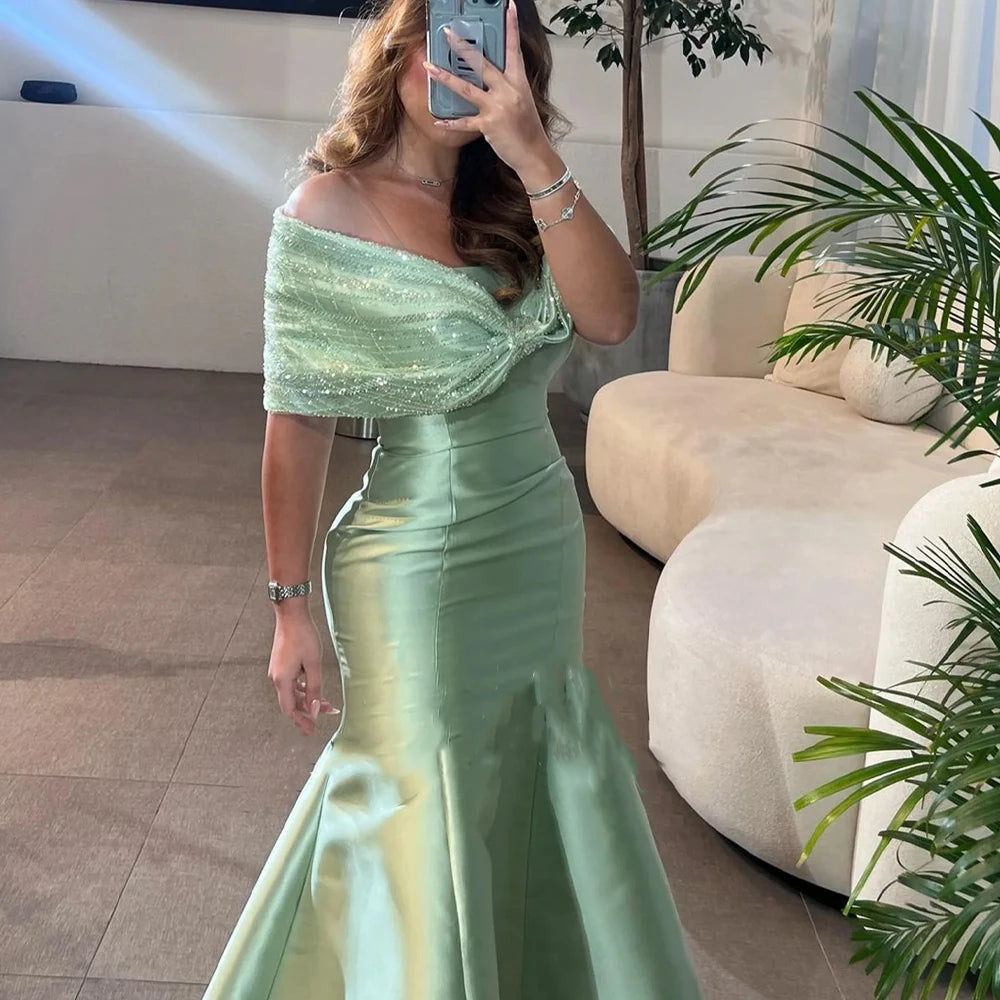 Customized Exquisite Classic High quality Bow Sequined Trumpet Boat Neck Midi Dresses Cocktail Dresses Formal Fashion