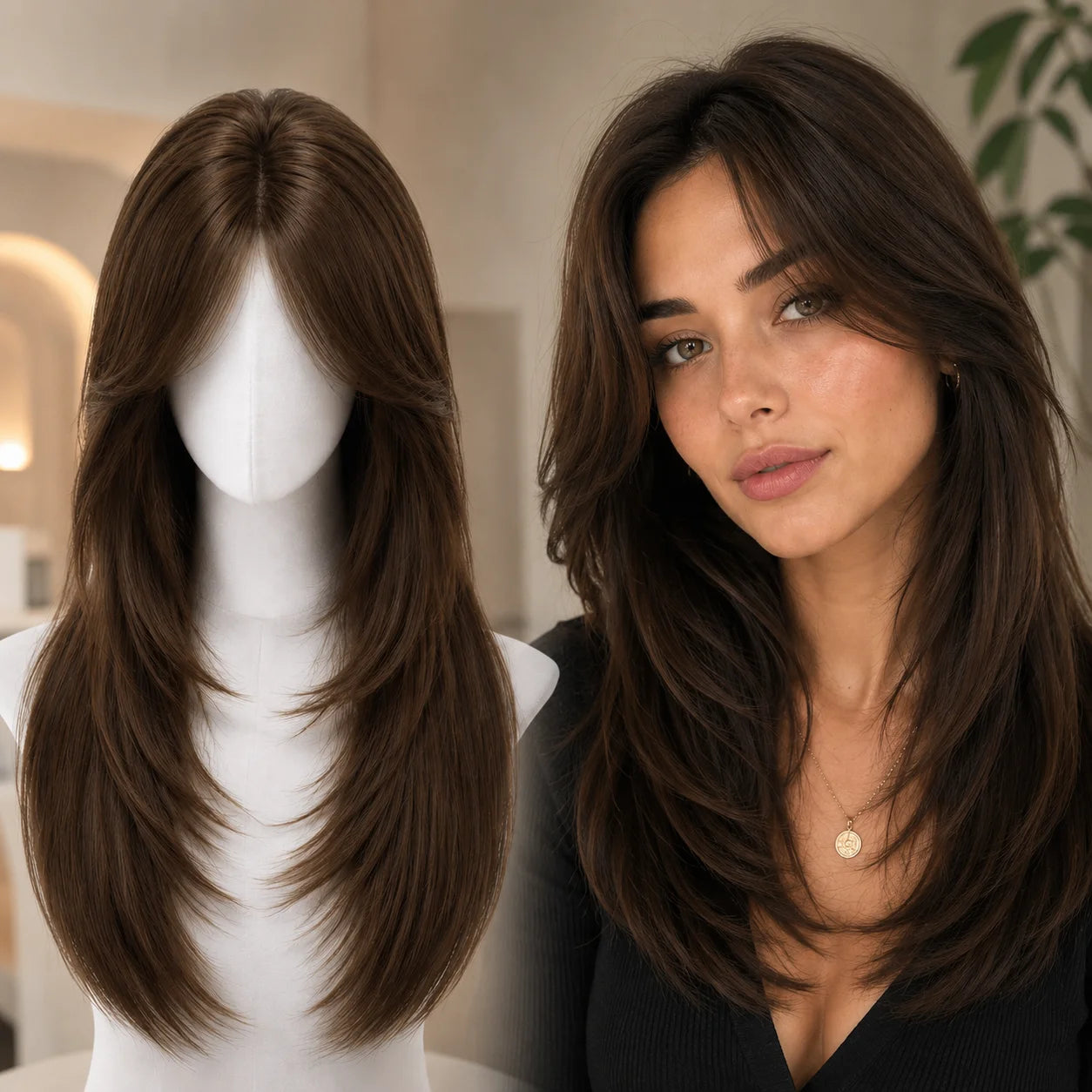 4# Brown Silk Base Hand Tied Wig with PU Edge European Hair Natural Scalp Look Light Thin Breathable Glueless Ready-to-Wear Wig