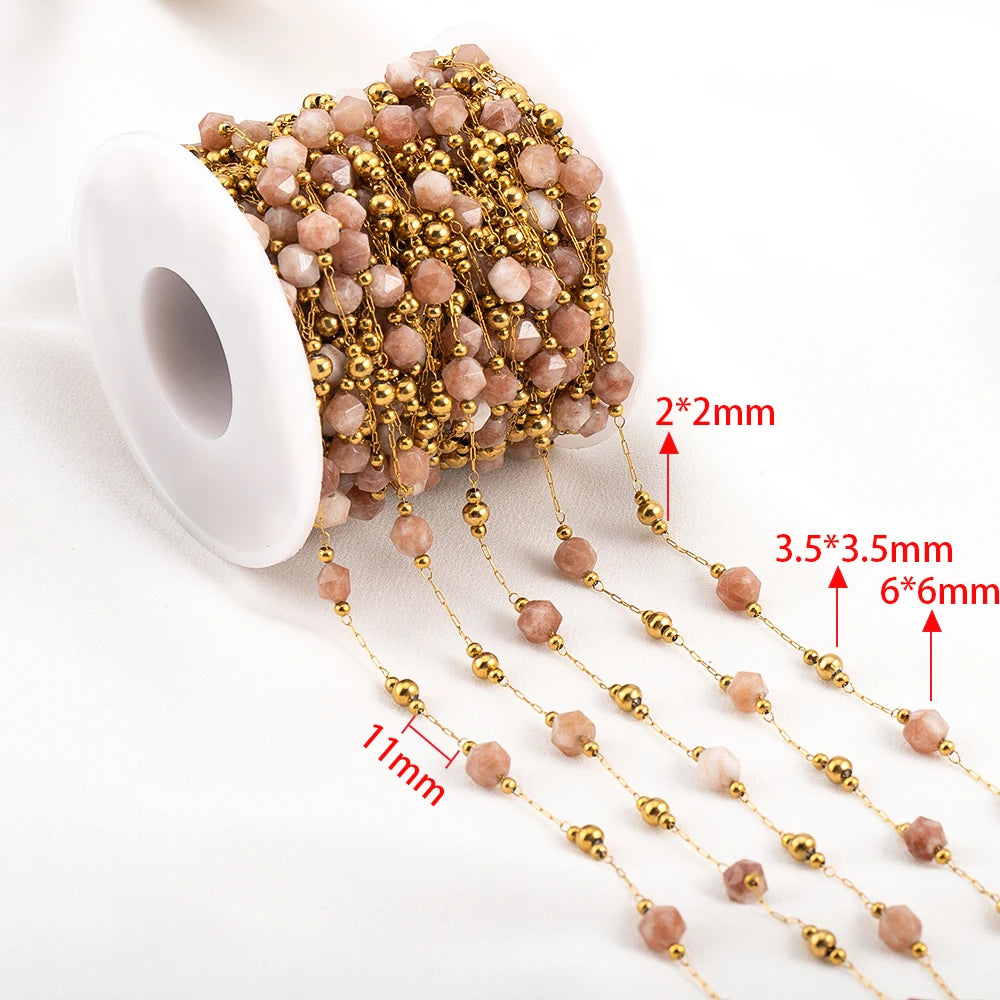 0.5 Meter 1 Meter Stainless Steel Irregular Stone Beaded Chain for DIY Boho Necklaces Handmade Bracelets Jewelry Making Supplies