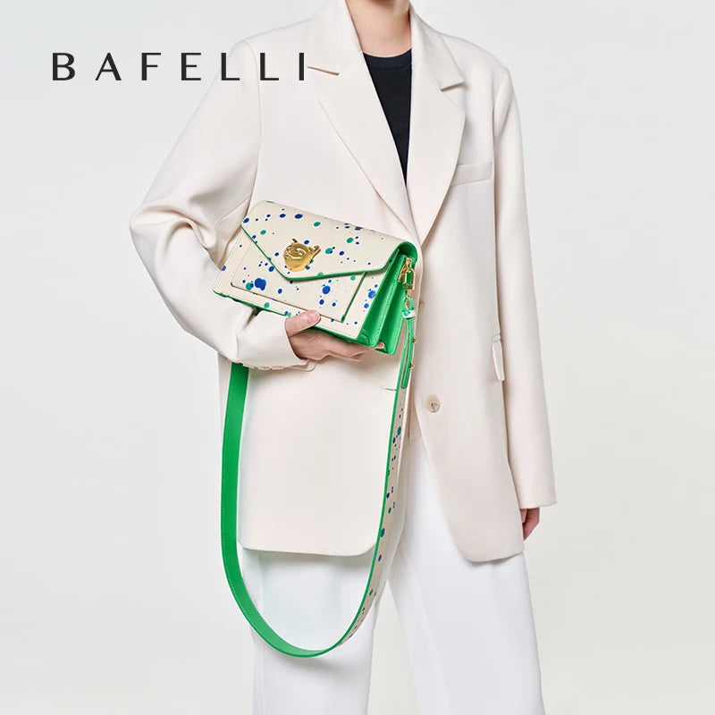 BAFELLI 2026 WOMEN'S BAG FASHION TREND LUXURY BRAND LEATHER FLAP CROSSBODY PURSE CAT SUMMER STYLE ORIGINAL DESIGNER HANDBAGS