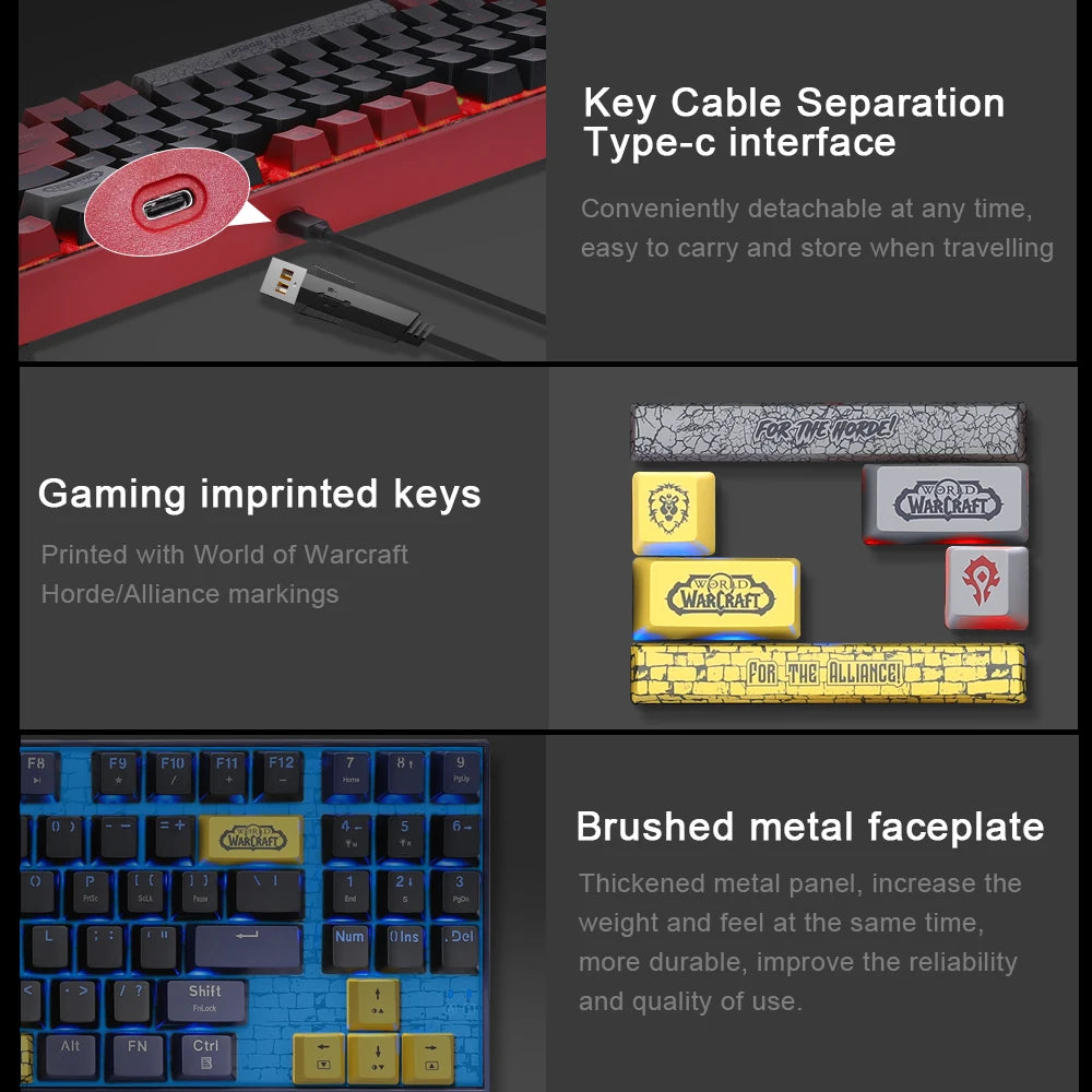 Blizzard YGM1 USB Wired Mechanical Gaming Keyboard 89 Keys detachable cable Gamer for Laptop pc Computer