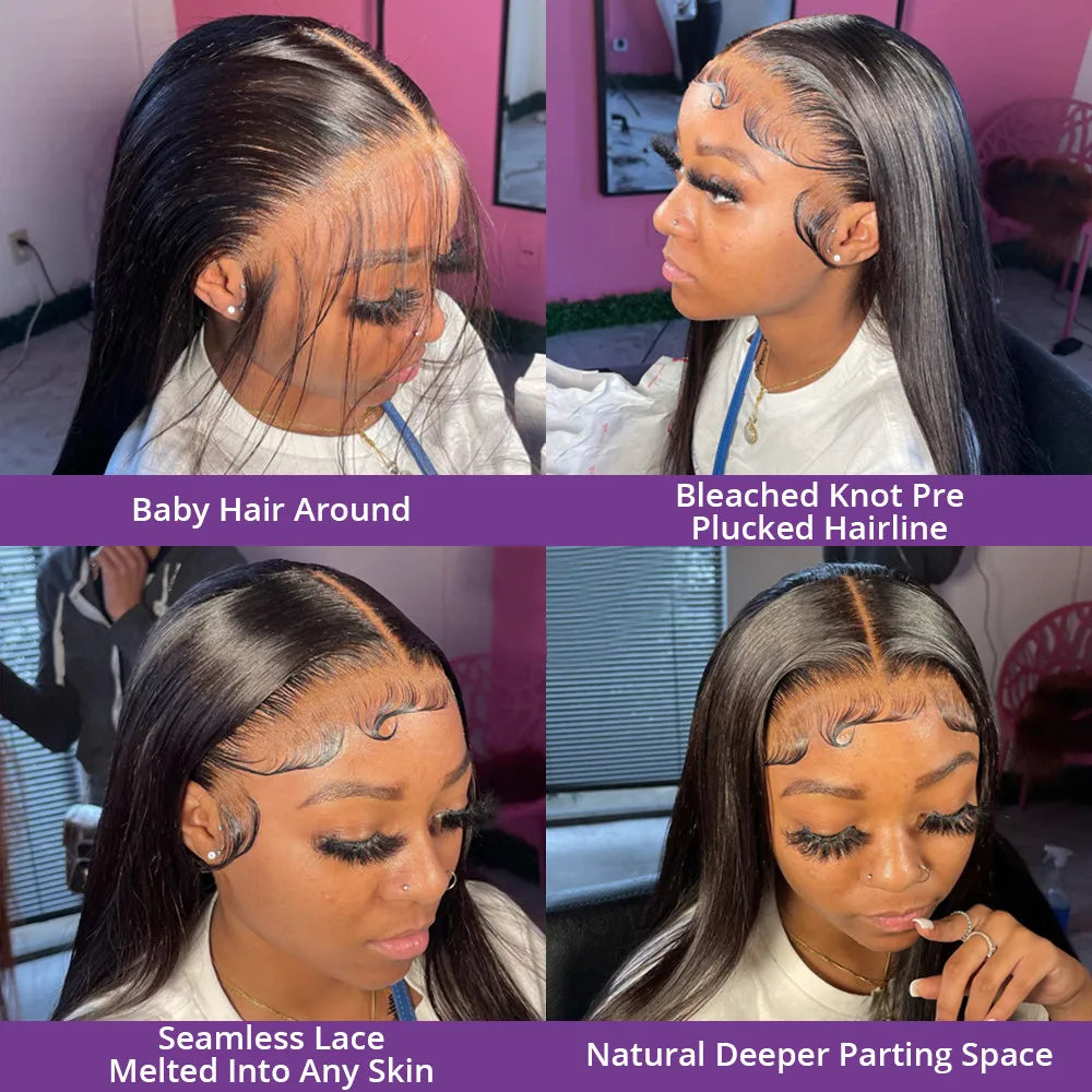 Bone Straight 13x4 13x6 360 Hd Lace Front Wigs For Women 30 40 Inch Human Hair  Lace Frontal Wig Brazilian Pre Plucked Lace Wig
