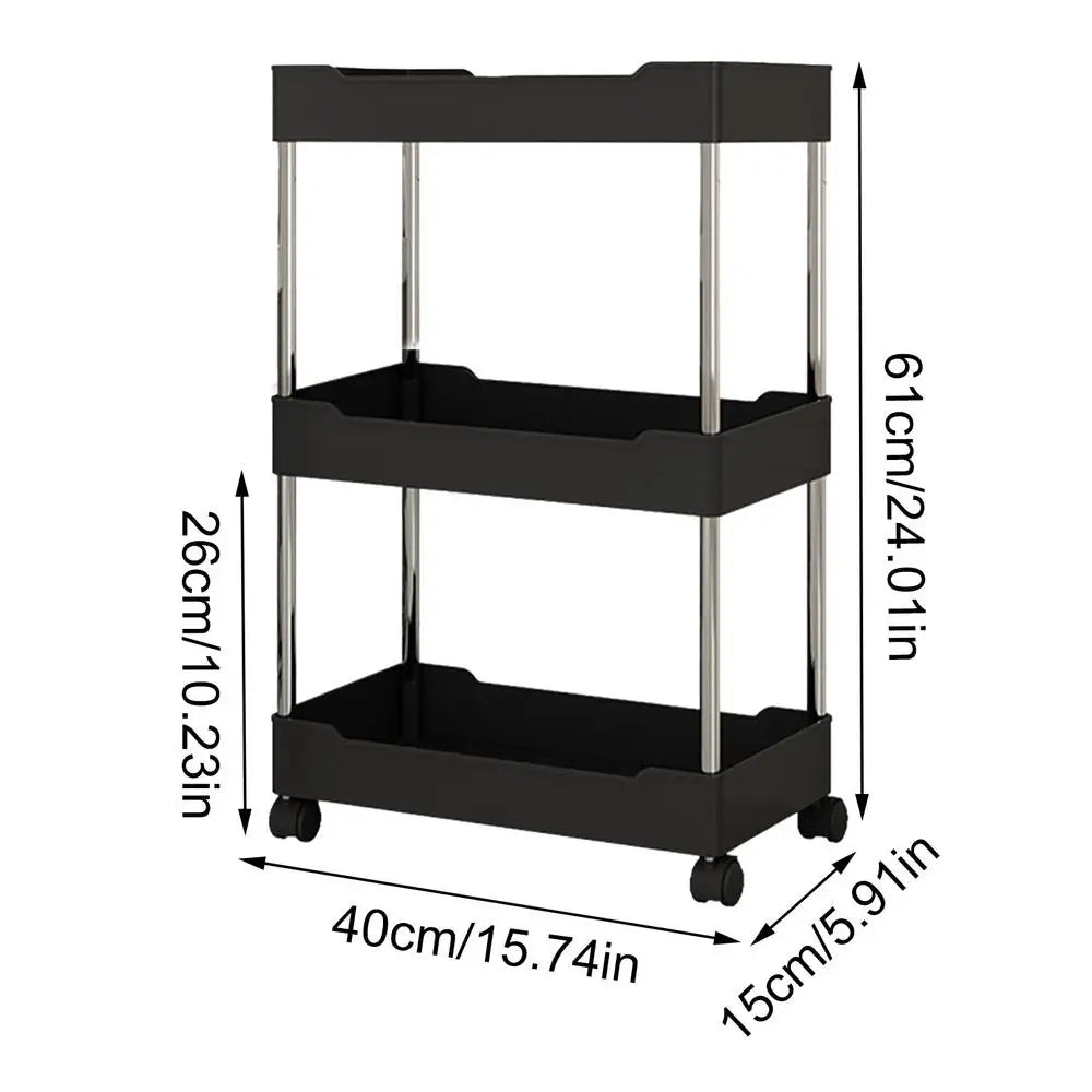 Storage Organizer With Wheels 3/4 Tier Organizer Utility Cart With Wheels Hollow Design Storage Shelves For Kitchen Work Area