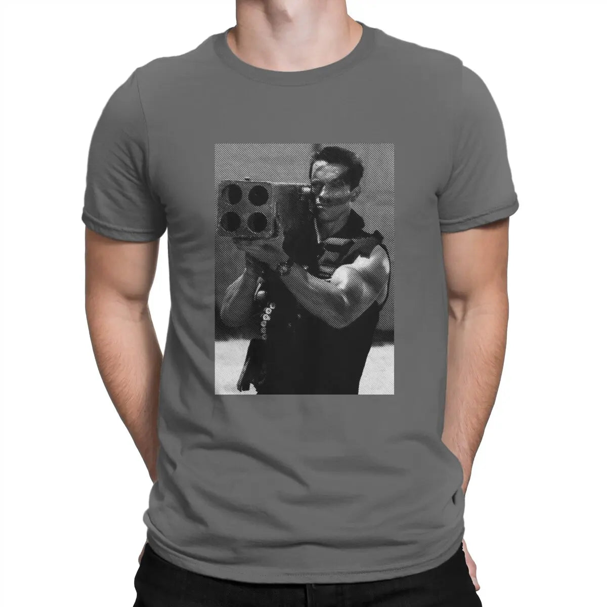 Men T-Shirts commando Novelty Pure Cotton Tees Short Sleeve Arnold Schwarzenegger T Shirt Round Neck Clothing Birthday Present