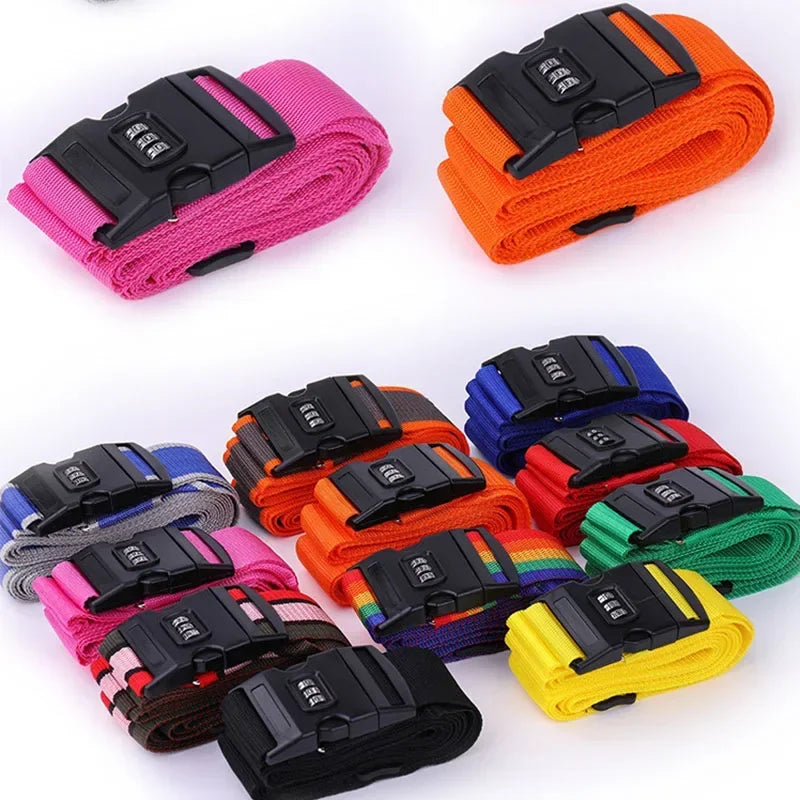 Adjustable Cipher Luggage Strap Travel Essential Accessories Suitcase Supplies Fixed Belt Password Strap for 18-34 Inch Suitcase