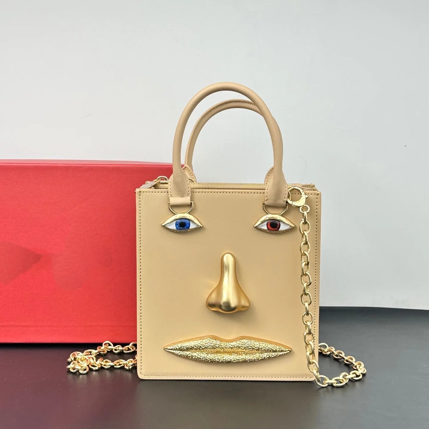 Genuine Leather Real Leather Version of Devil's Eye Deluxe Bag Fashion Designer Pink Yellow Square High Quality Trend Jewelry