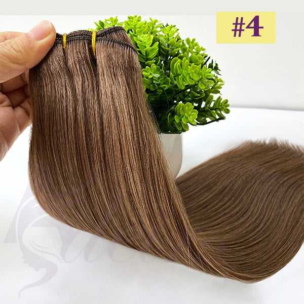 ADEIRS Straight Human Hair Weft Bundles European Remy Natural Human Hair Extension 14"-24" Can Curly Double Hair Weaves Blonde