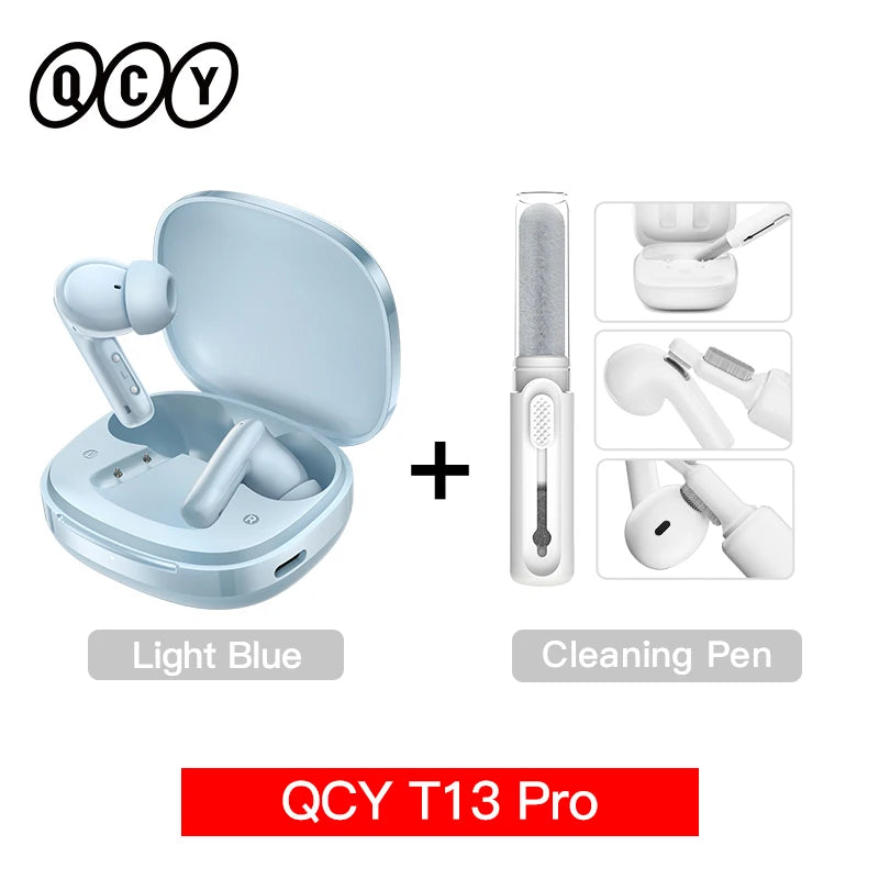 QCY T13 Pro HT23 Adaptive ANC Wireless Earbuds 13mm Drivers Powerful Bass 50dB Hybrid ANC Bluetooth 6.0 Earphones 6 Mics ENC 47H