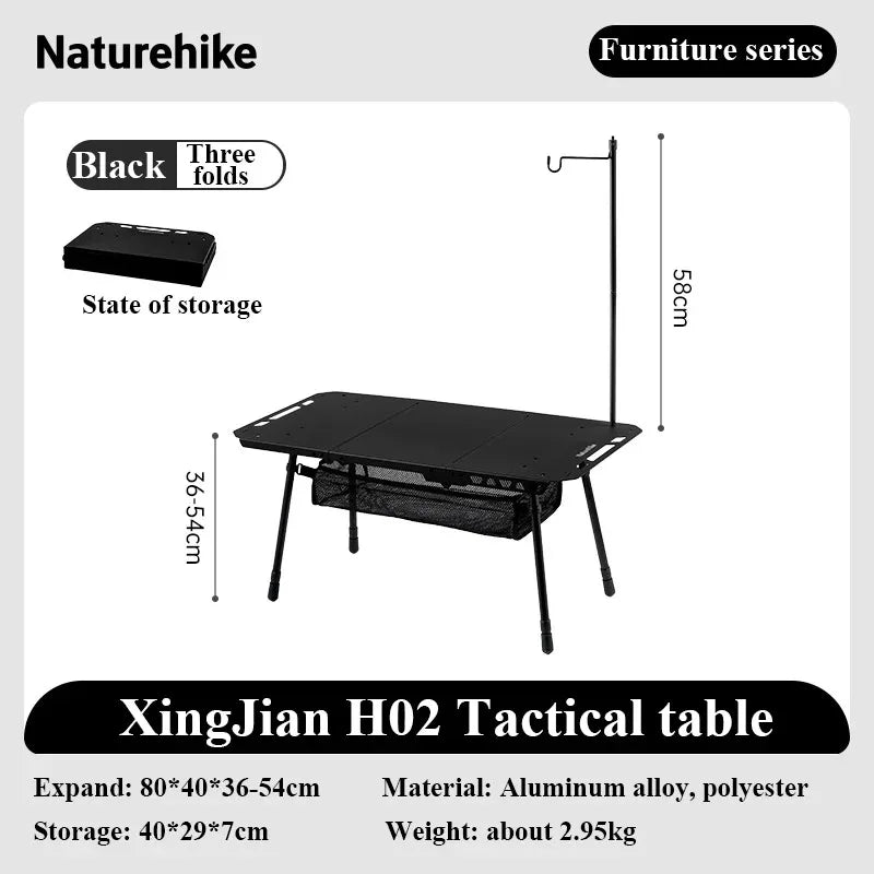 Naturehike H02 IGT Table Camping Multifunctional Tactical Table Height Adjustable Desk Kitchen Folding Table BBQ Picnic