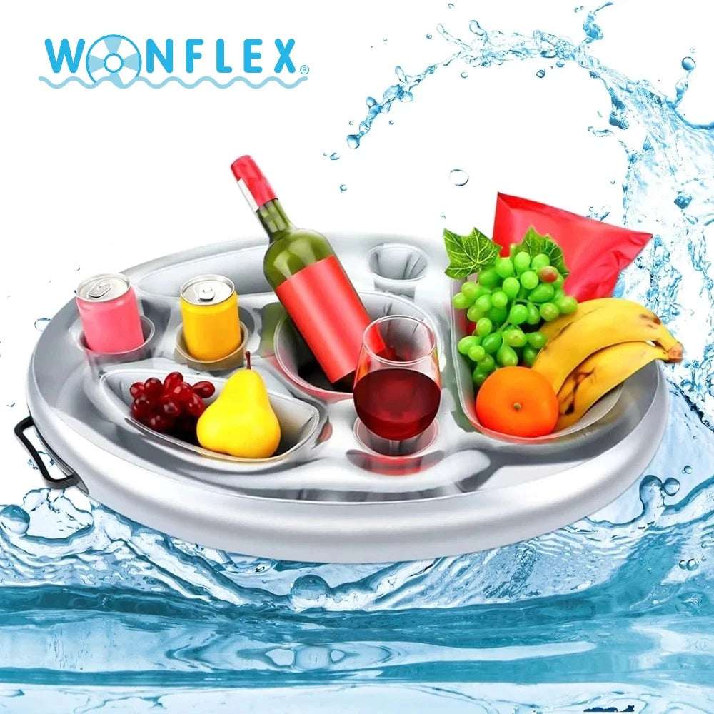Inflatable Swimming Pool Beer Table Cooler Floating Bar Tray Pool Mattress Water Food Beverage Holder Swimming Accessory