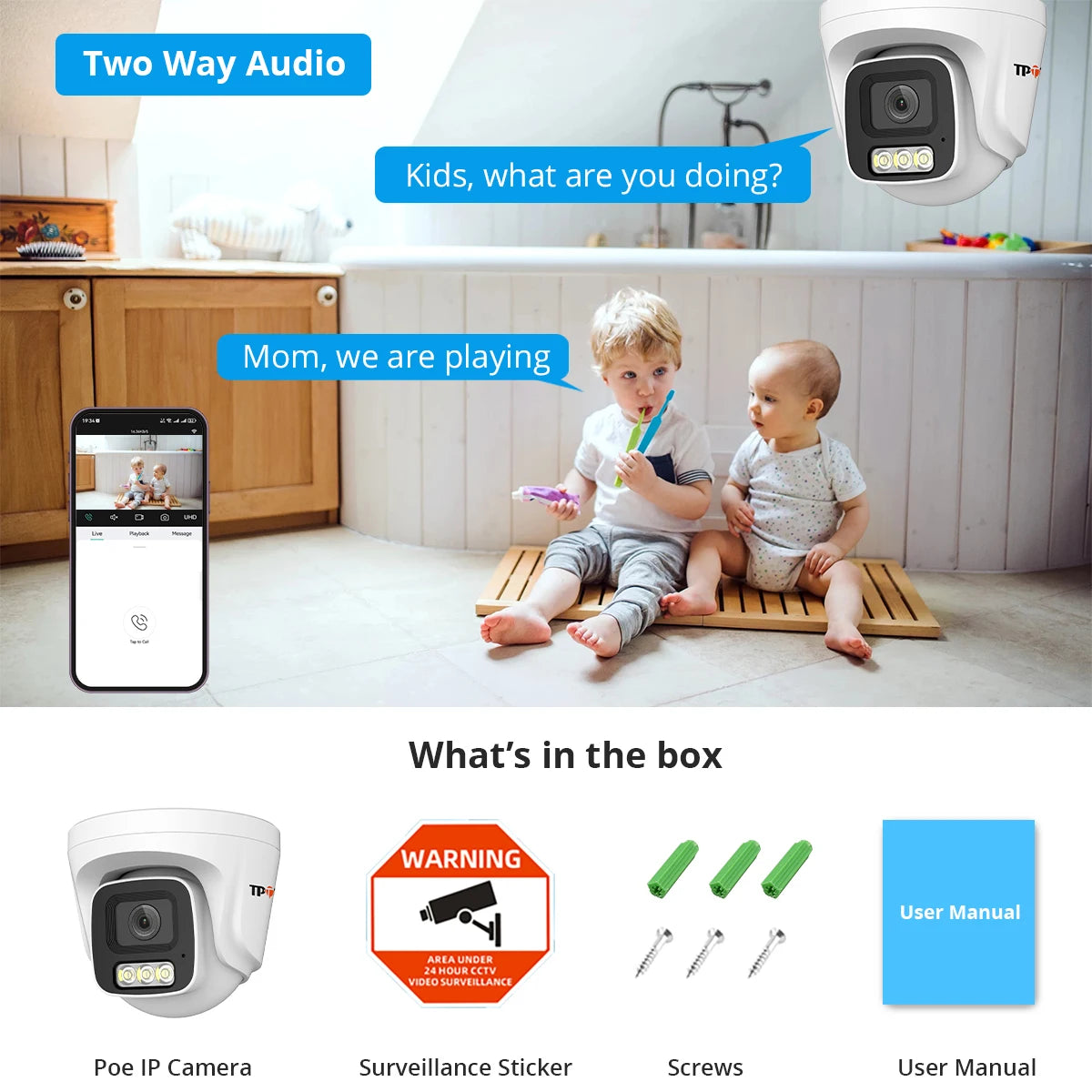 5MP IP Camera POE Indoor Security Two Way Audio CCTV Color Night Vision Surveillance Camera For POE System XMEye Pro iCSee Cam