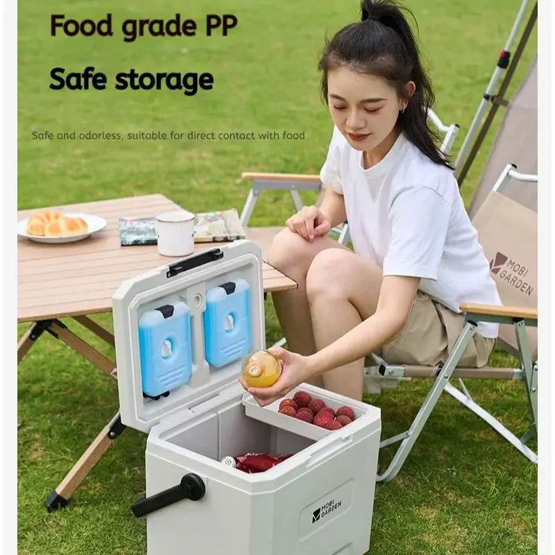 MOBI GARDEN Outdoor Portable Camping Picnic Cooler Food Grade PP Liner Outdoor Portable Mini Fridge Wear Resistant Shockproof