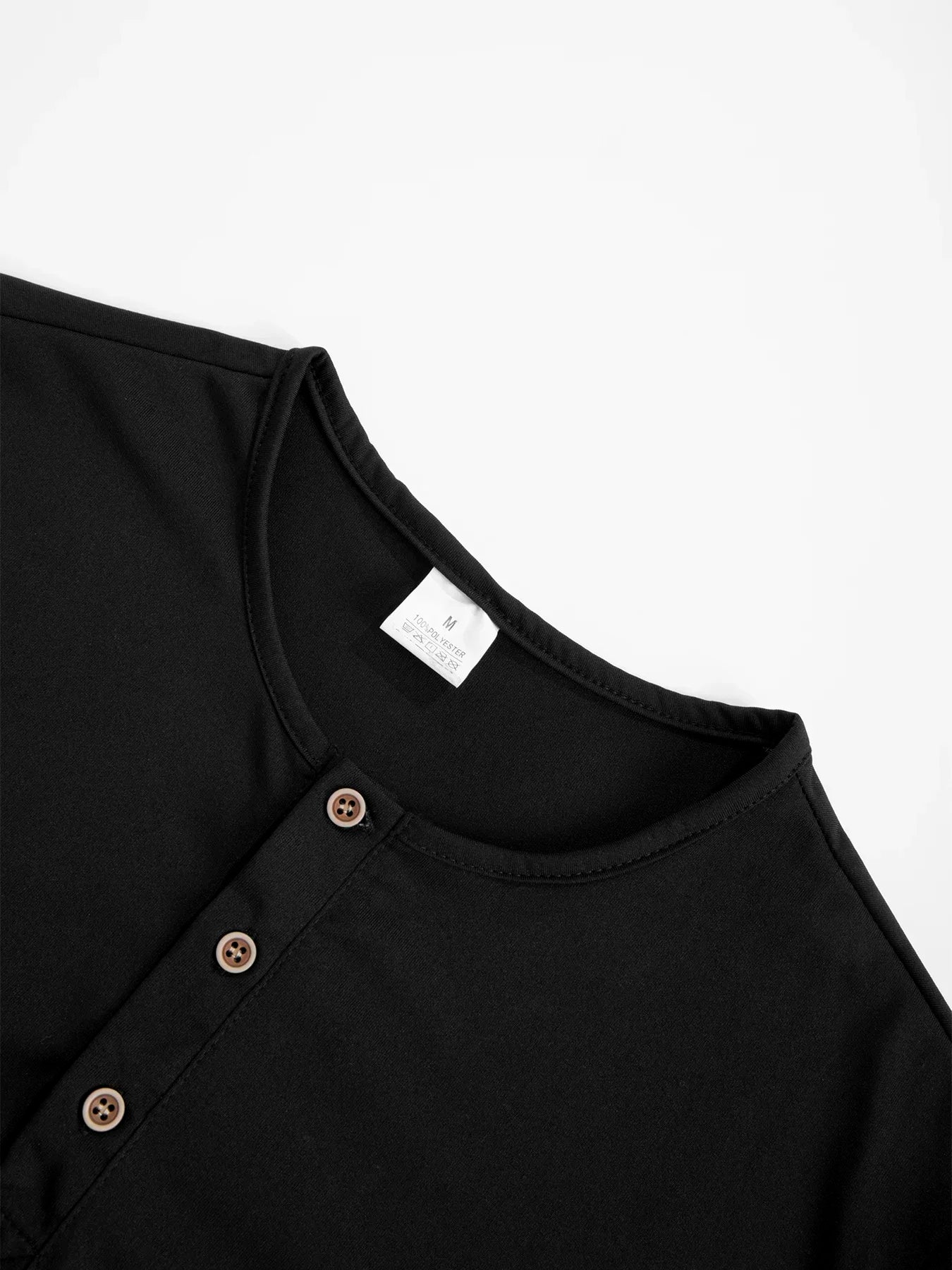 Men Long Sleeved T-shirt Slim Fit Bottoming Shirt Fitness Tops Tees Button Henley Neck Casual Cozy Tshirt