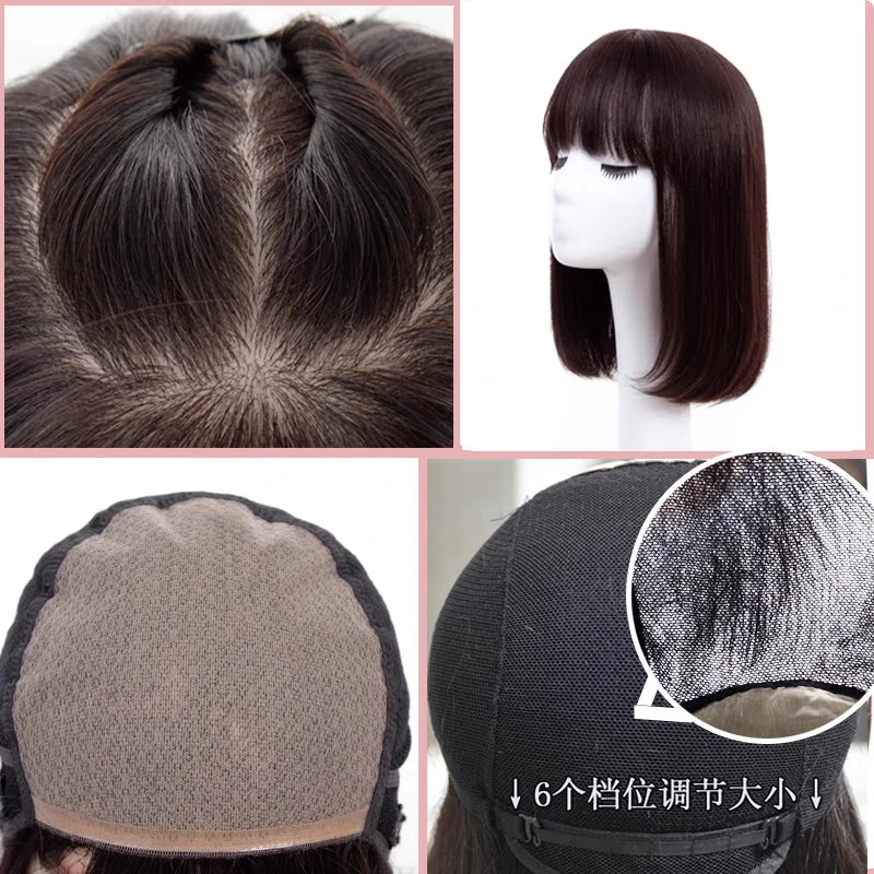4# Brown Silk Base Hand Tied Wig with PU Edge European Hair Natural Scalp Look Light Thin Breathable Glueless Ready-to-Wear Wig