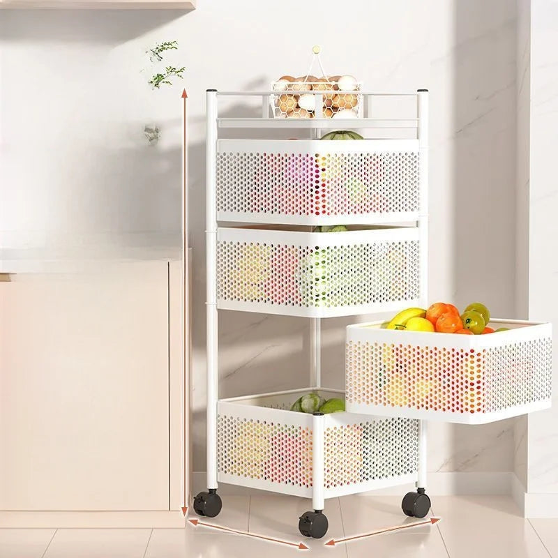 Home Use Rotating Multi-Layer Mobile Storage Ra Frie  Vegetable Fruit Storage elf Kitchen Organization No Installation