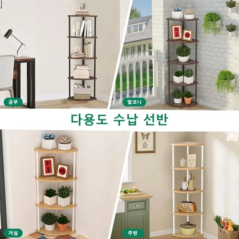 Multi-layer Storage Rack Wall Corner Shelf Living Room/Kitchen/Bedroom Wall Corner Organize Storage Shelf Plant Rack Flower Rack