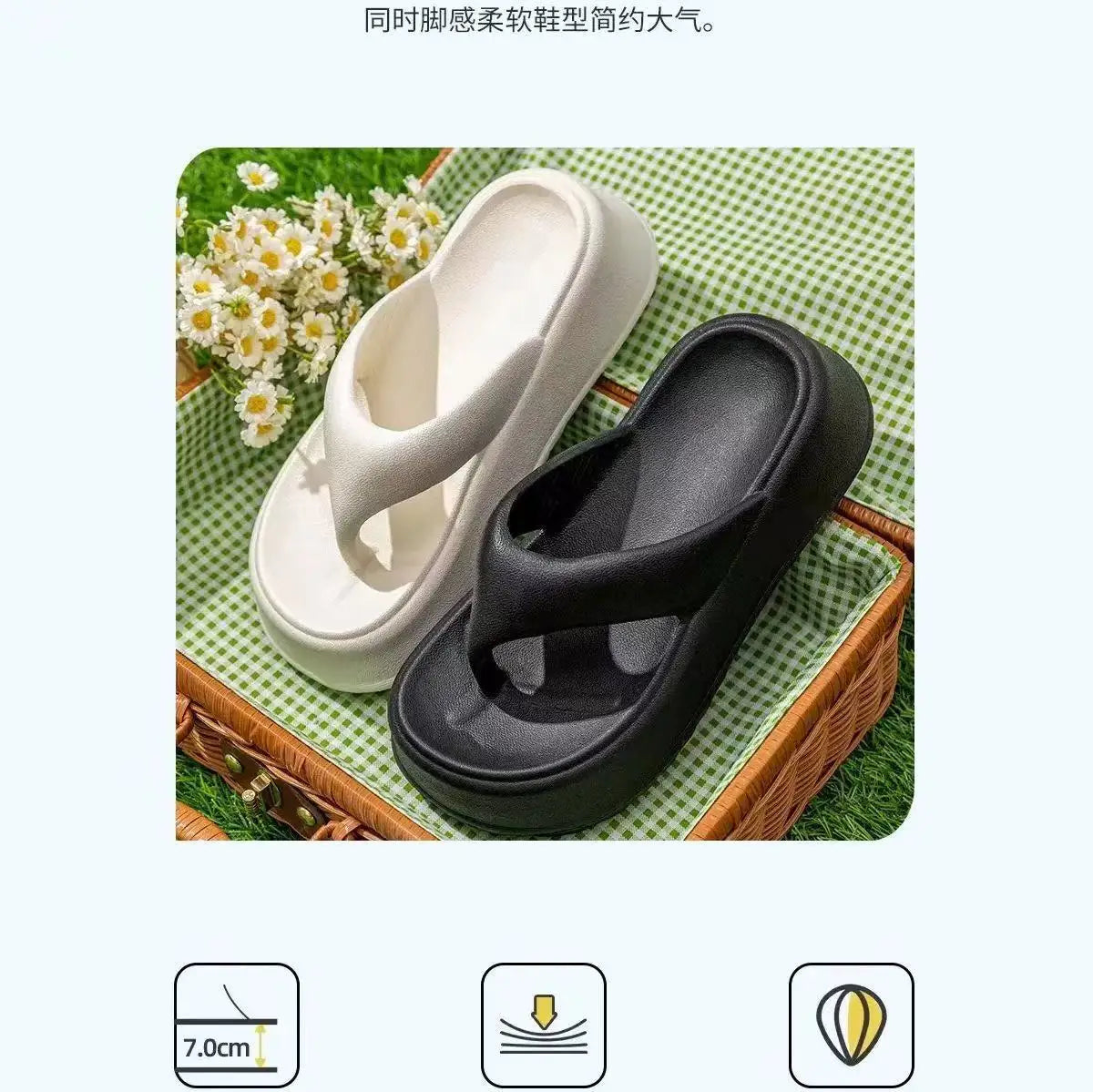 Platform Flip Flops for Women: Thick Cushioned Sole, Beach Slipper, Home Comfort, Summer Sandals