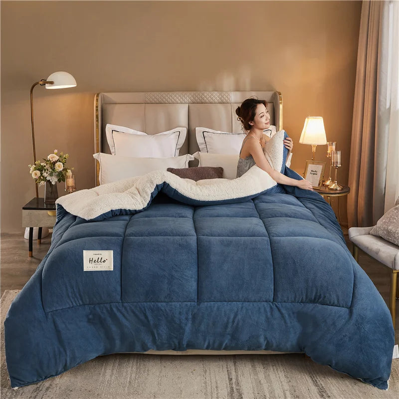 New Thick Milk Fleece Warm Blanket for Winter Artificial Lamb Cashmere Duvet Comforter Soft Warmth Weighted Blankets Quilt Core