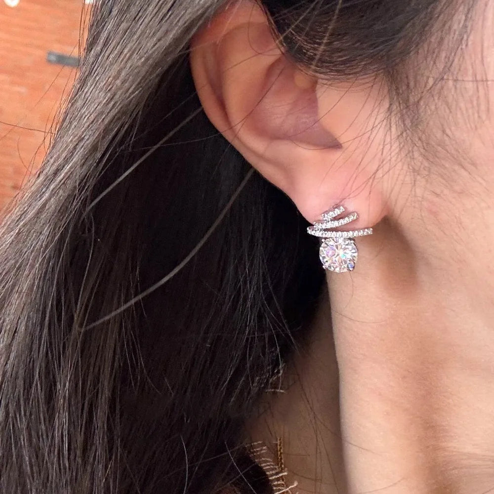 GXTRS 4CTTW Real Moissanite S925 Silver Stud Earrings For Women Sparkling Lab Diamond Wedding Party Ear Studs Fine Jewelry Gifts