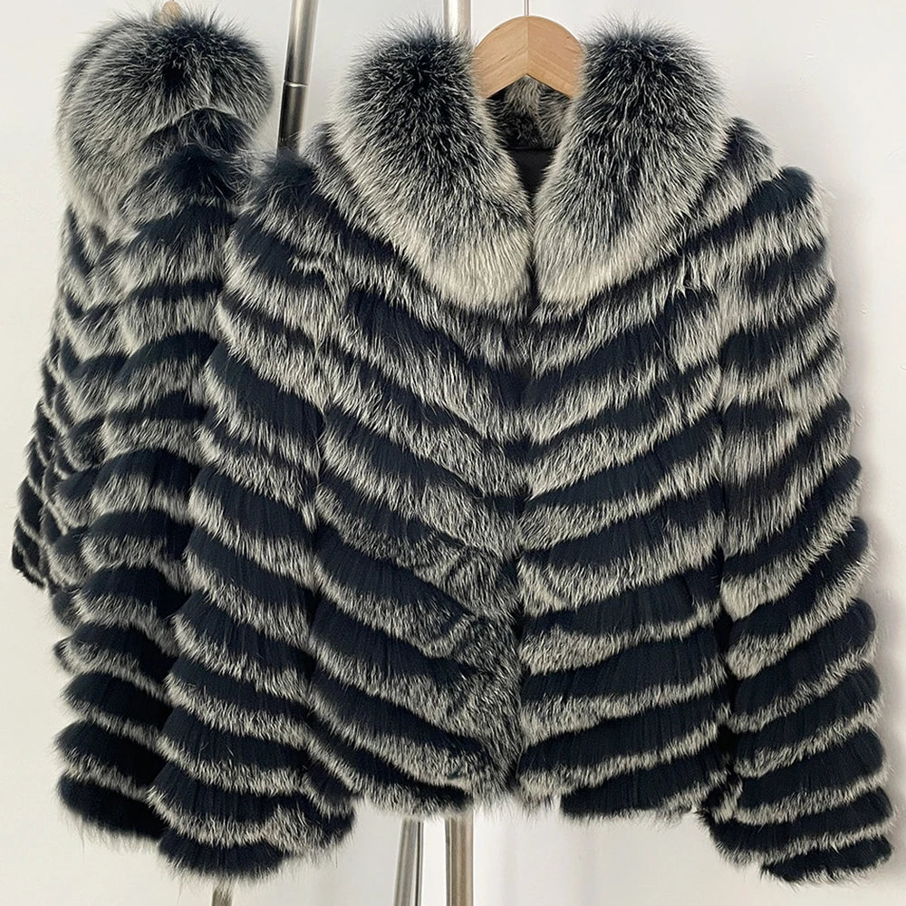 Reality Fur Coat Clothes for Women Real Fur Coat Winter Autumn Fox Fur Jacket Fashion Warm Long Sleeve Streetwear Lady New Style
