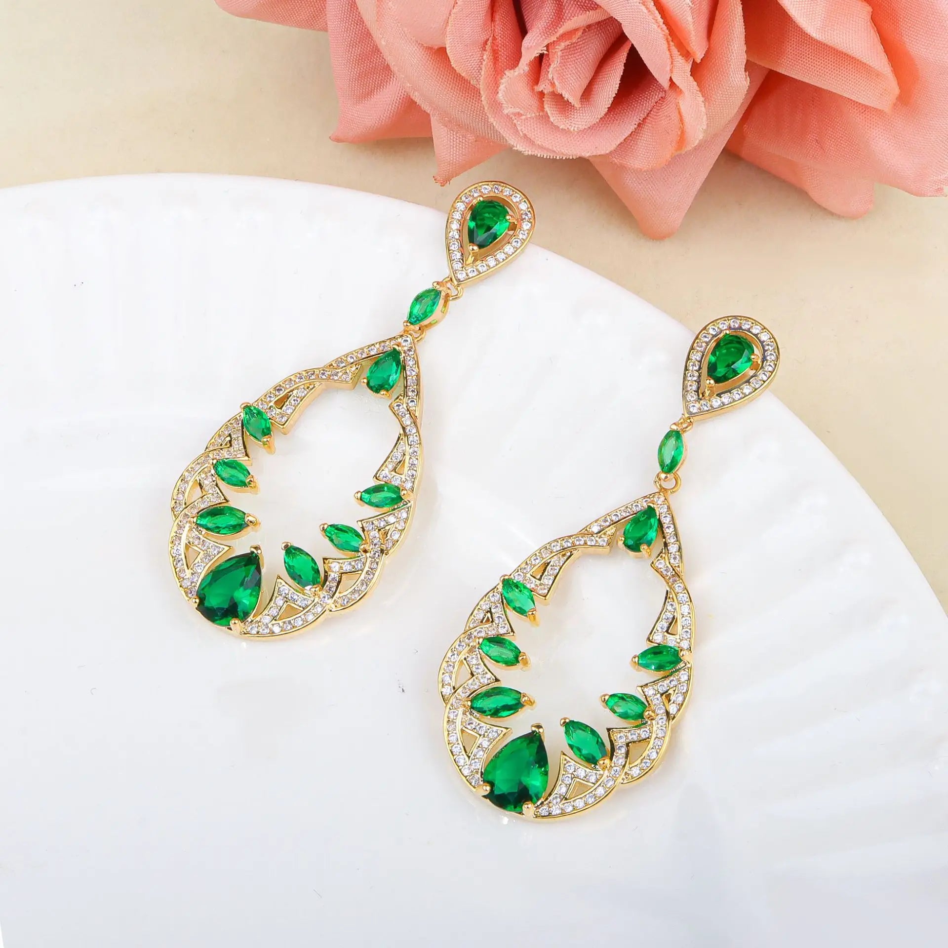 Delicate Crystal Beaded Necklace Earrings Bracelet Gift Set, High-End Fashion Jewelry Collection for Women,work to dinner piece