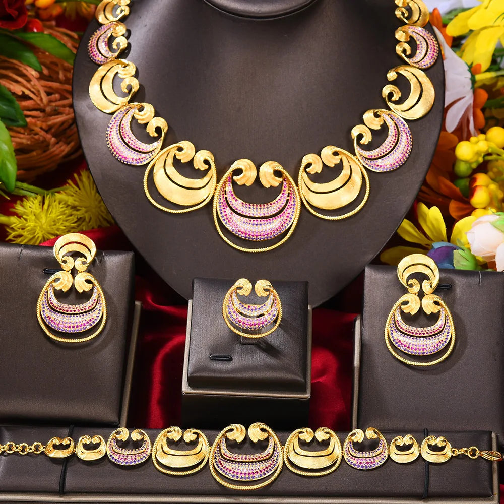 GODKI New Trendy Italy Nigeria 18k Gold Plated Colon Symbol Wedding Jewellery Set Fashion Libya Necklace Jewelry Sets