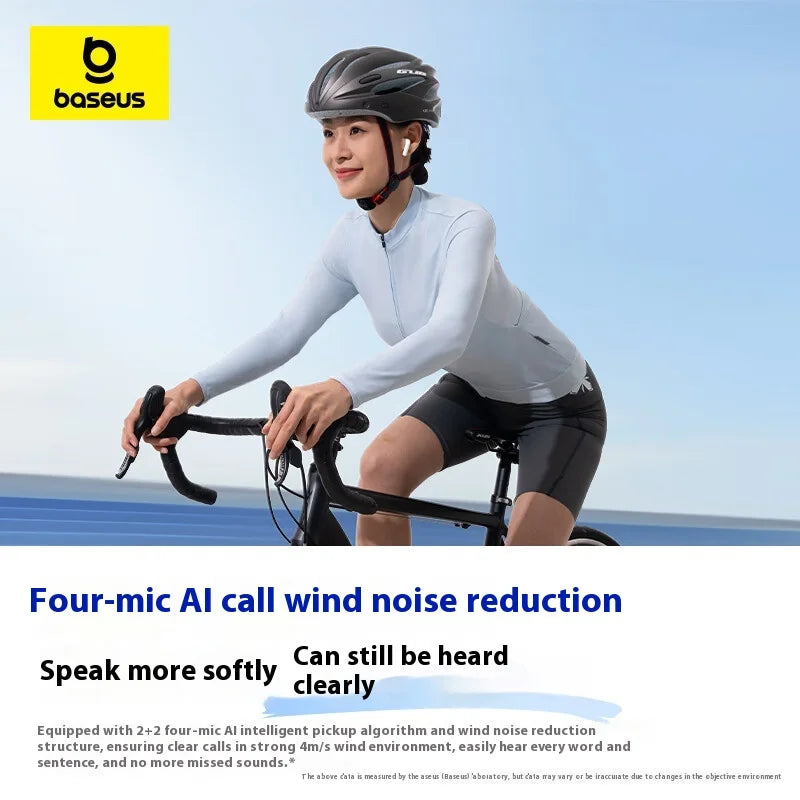 Baseus BS1 Wireless Bluetooth Earphone With 4Mics Noise Reduction Long Battery Life Lightweight Waterproof Sports Earbuds Custom