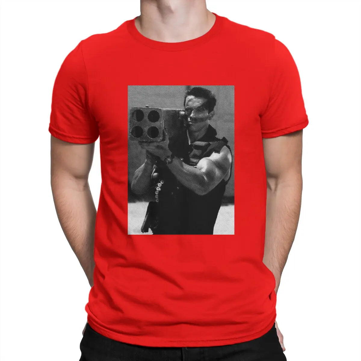 Men T-Shirts commando Novelty Pure Cotton Tees Short Sleeve Arnold Schwarzenegger T Shirt Round Neck Clothing Birthday Present