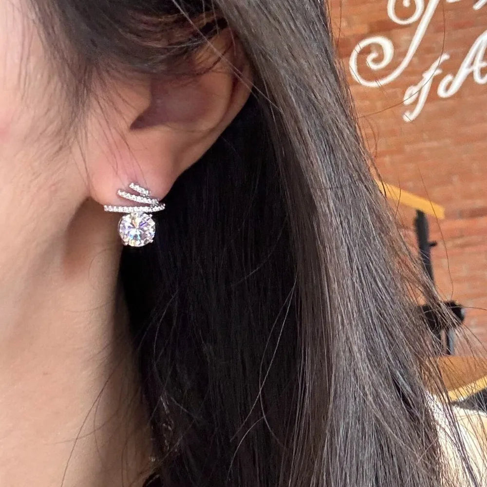 GXTRS 4CTTW Real Moissanite S925 Silver Stud Earrings For Women Sparkling Lab Diamond Wedding Party Ear Studs Fine Jewelry Gifts