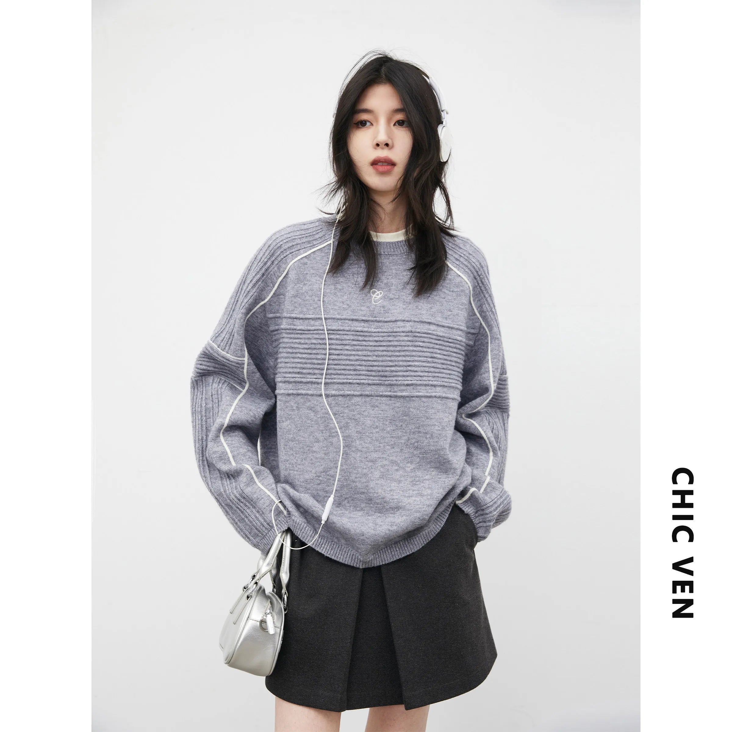 CHIC VEN Women Sweaters Loose Casual O Neck Pullovers New Female Knitted Jumpers Girl Top Spring Autumn 2026 Clothing