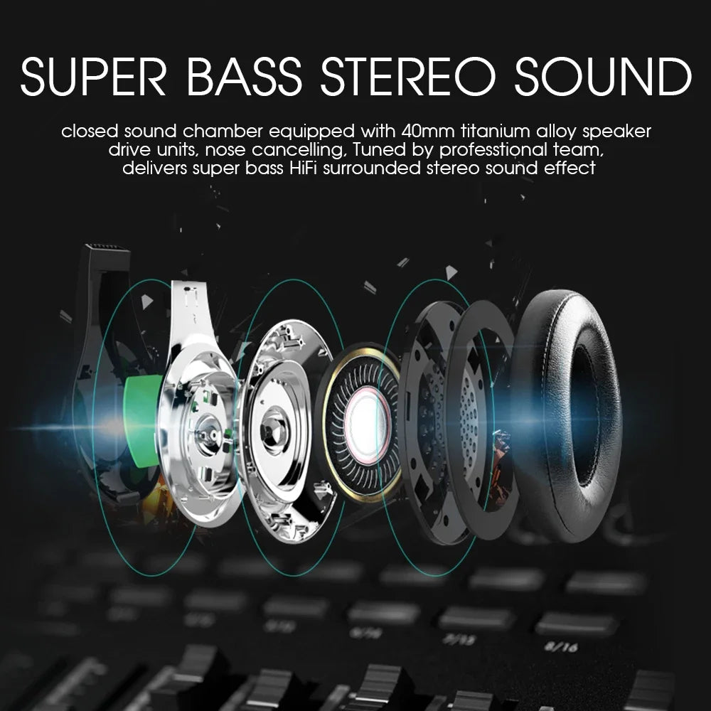 B19 Bluetooth Headphones with Fm Radio LCD Screen Hifi Bass Stereo Earphone Wireless Headset with Mic Support TF/sd Card