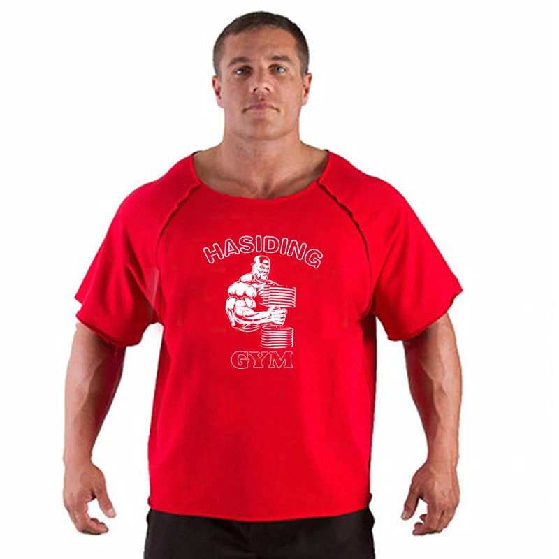 Men's T-shirt Men Running Sport T Shirt Men Loose Fitness Tops Tee Cotton Oversized Training Gym Sport Running Shirts Jersey
