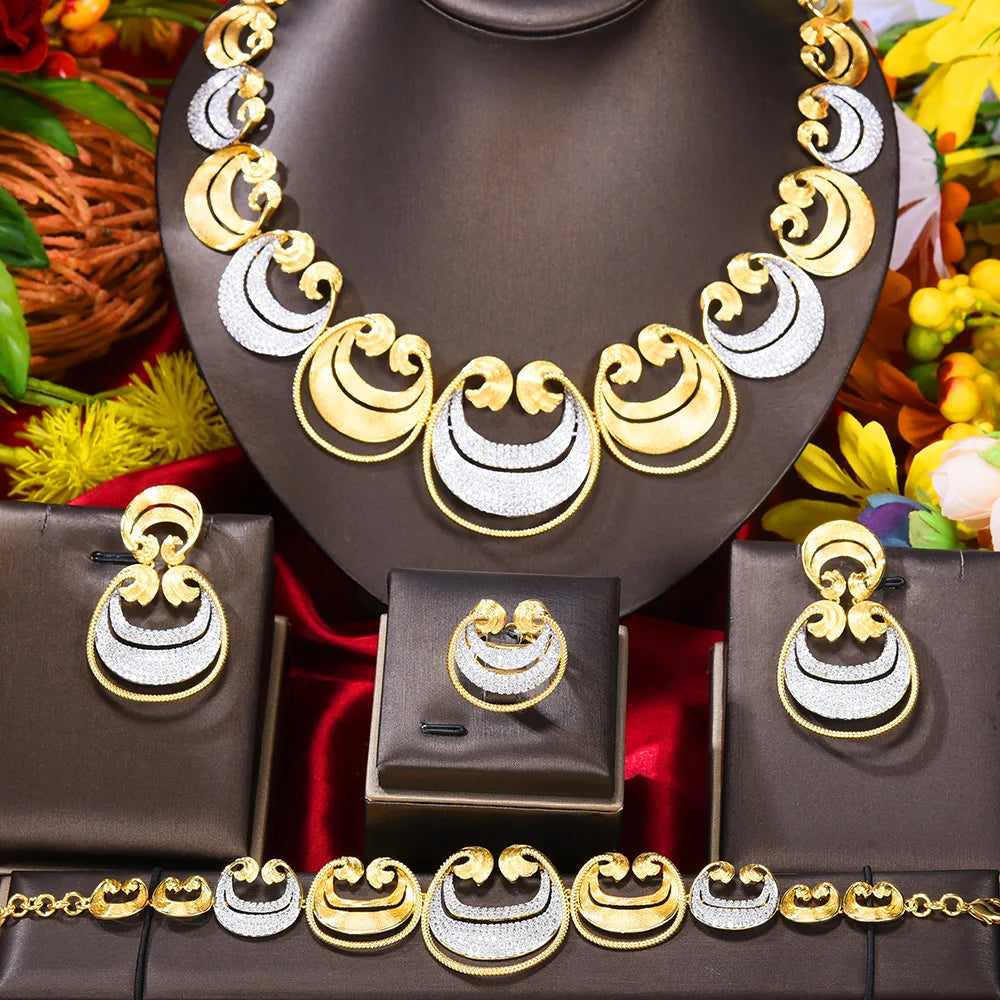 GODKI New Trendy Italy Nigeria 18k Gold Plated Colon Symbol Wedding Jewellery Set Fashion Libya Necklace Jewelry Sets