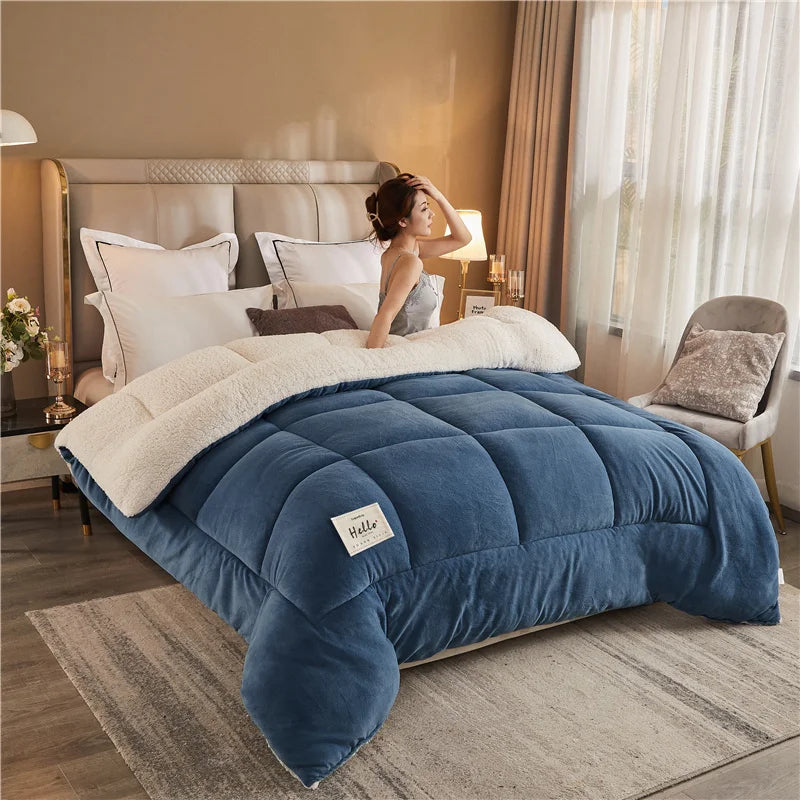 New Thick Milk Fleece Warm Blanket for Winter Artificial Lamb Cashmere Duvet Comforter Soft Warmth Weighted Blankets Quilt Core