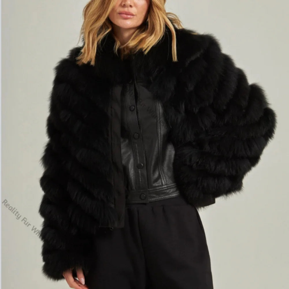 Reality Fur Coat Clothes for Women Real Fur Coat Winter Autumn Fox Fur Jacket Fashion Warm Long Sleeve Streetwear Lady New Style