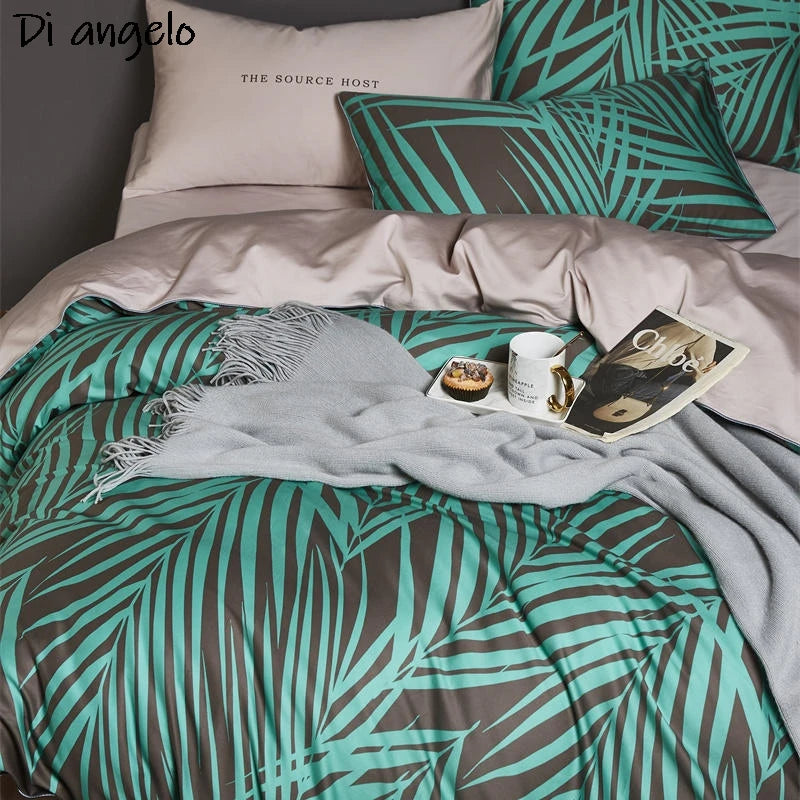 600TC Egyptian Cotton RU Europe RU Double Flower Digital Printing Bedding Sets, Bed Linen Duvet Cover Set Bed Sheet,Pillowcase#/