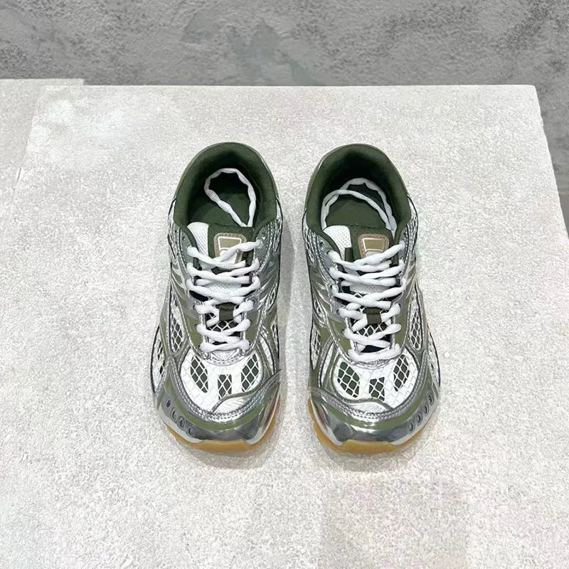 Street Fashion Top Qualitty Sneakers For Mens Hollow Air Mesh Laces Casual Shoes Unisex Genuine Leather Patchwork Tenis Feminino