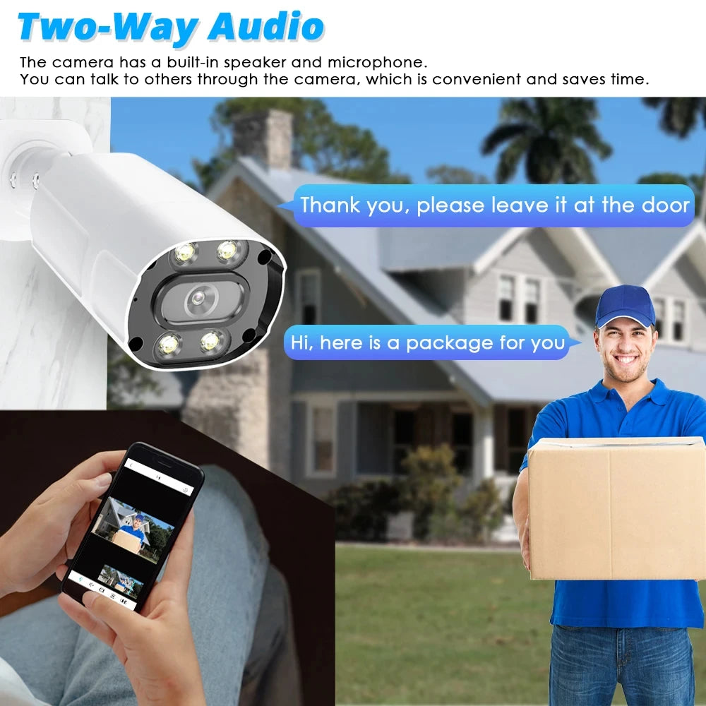 Smart 6MP Two-Way Audio IP Security Surveillance Camera POE H.265 Outdoor Waterproof IP66 CCTV Camera P2P Home For POE NVR TUYA