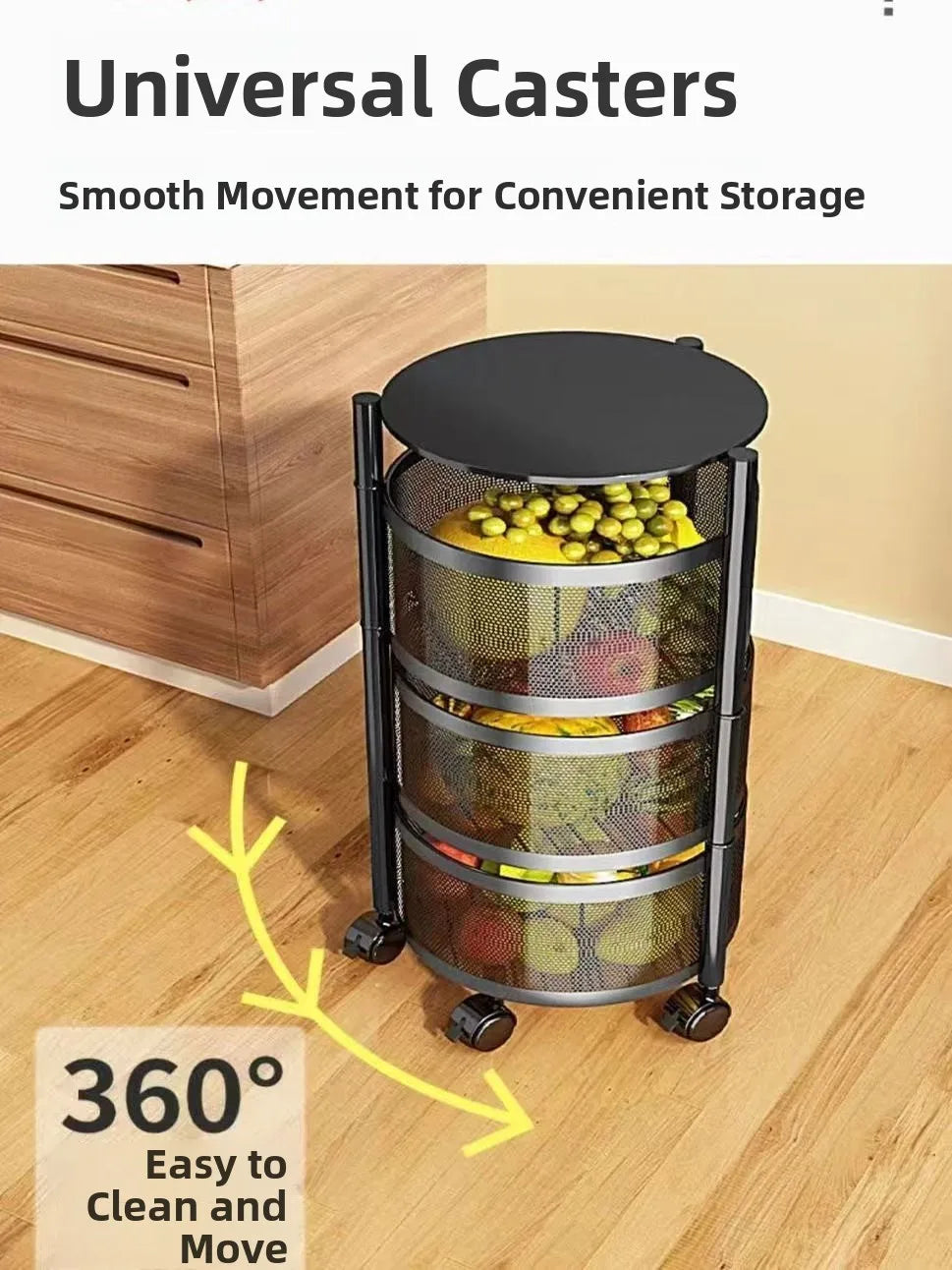 Home Use Rotating Multi-Layer Mobile Storage Ra Frie  Vegetable Fruit Storage elf Kitchen Organization No Installation