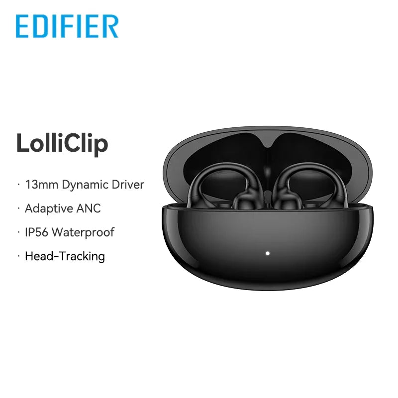 EDIFIER LolliClip Open-ear True Wireless Earbuds Multipoint Connection Adaptive ANC Earphone Hi-Res LDAC IP56 Bluetooth 5.4