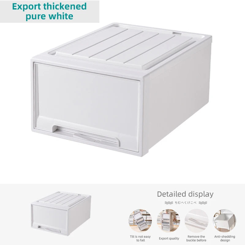 Household Stacking Storage Drawer Boxes Large Capacity Wardrobe Drawer Organizer Plastic Clear Clothes Container With Lids