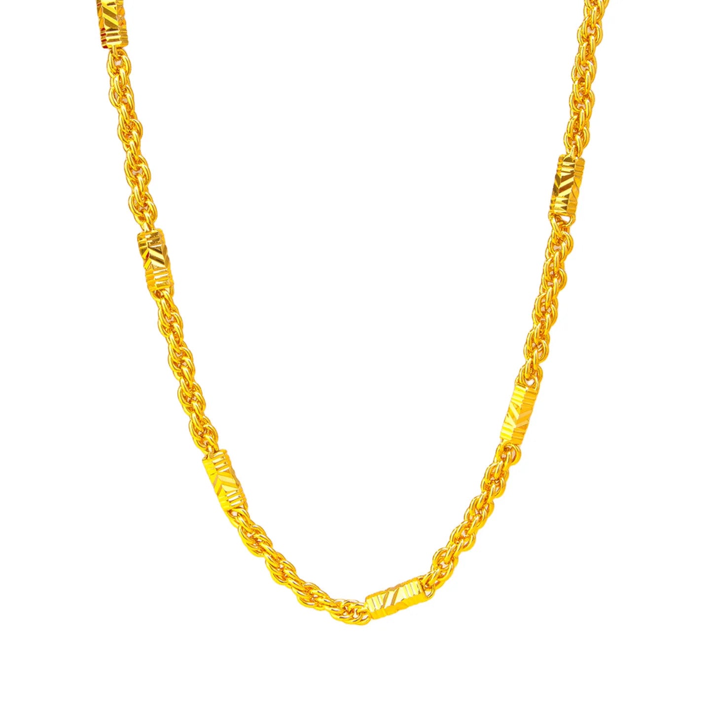Luxury 24K 9999 Pure Gold real gold Thickness 5mm Hexagon Twist Necklace Men's Boss Necklace