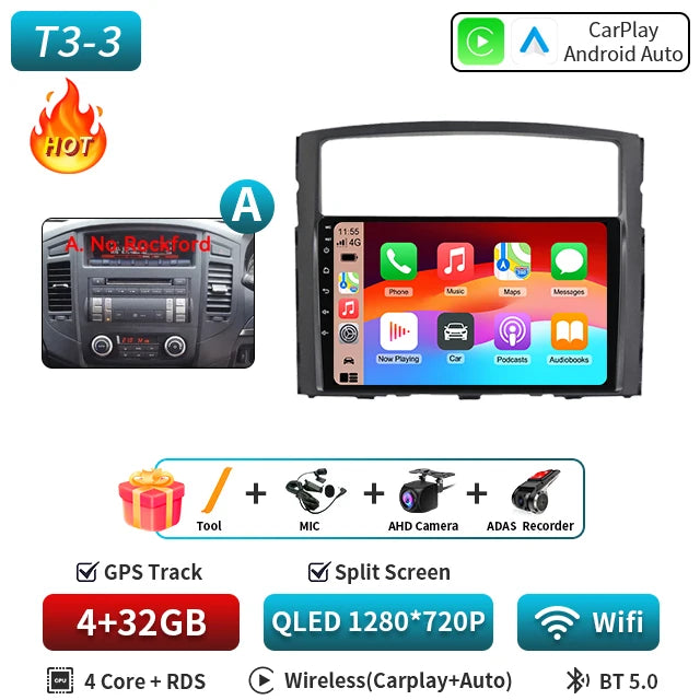 For Mitsubishi Pajero 4 2006-2014 Android Car Radio Automotive Multimedia Player GPS Navigation Carplay Touch Screen Auto Stereo