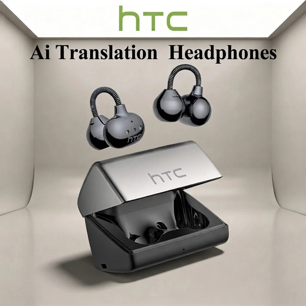 HTC Wireless Bluetooth Headphones With Microphone NE67 Earclip AI Translator Earphones  Sports Game Earbuds MP3 High Quality