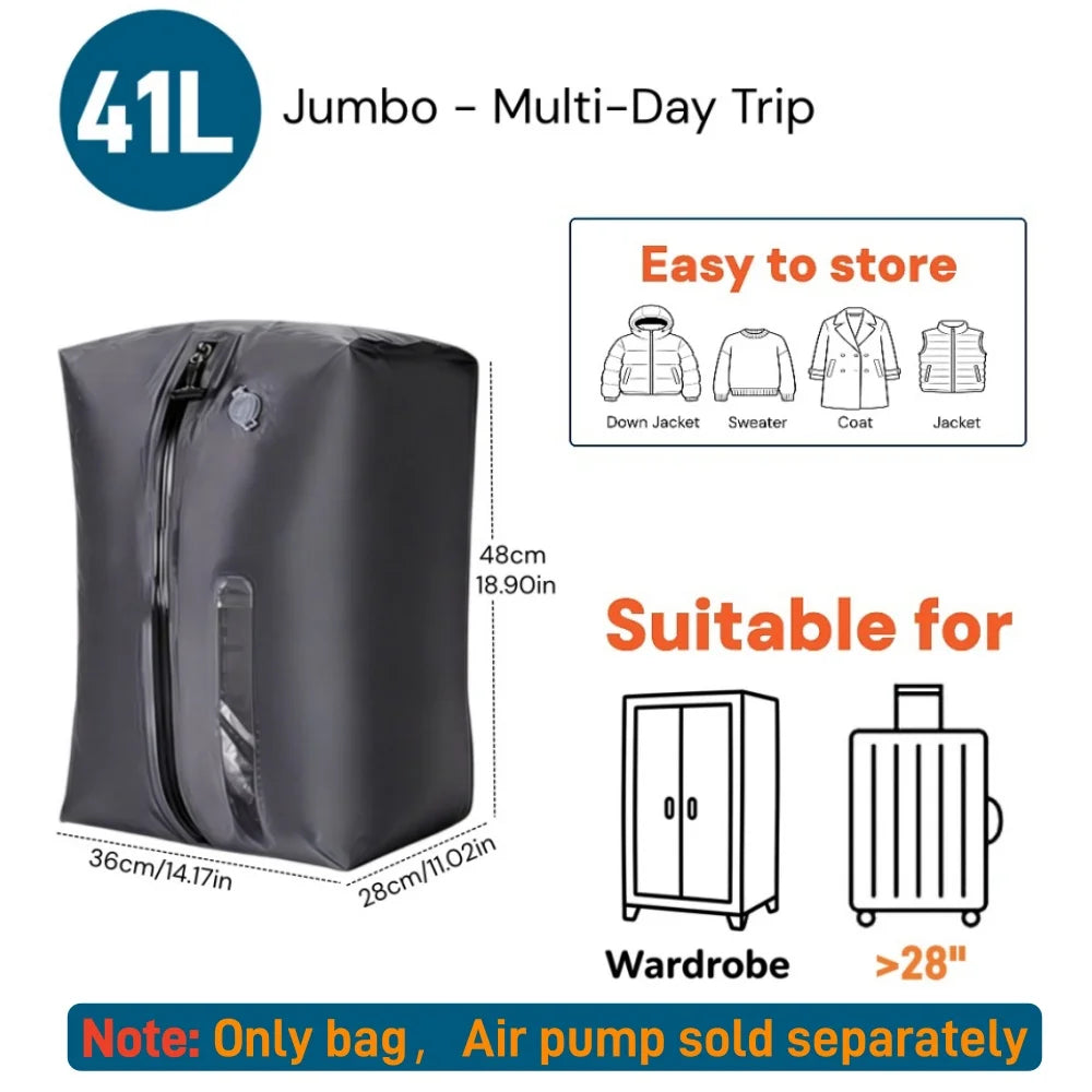 Travel Compression Bags, Waterproof Vacuum Storage Bags for Clothes Suitcase, Space Saving Bag for Travel Moving Essentials