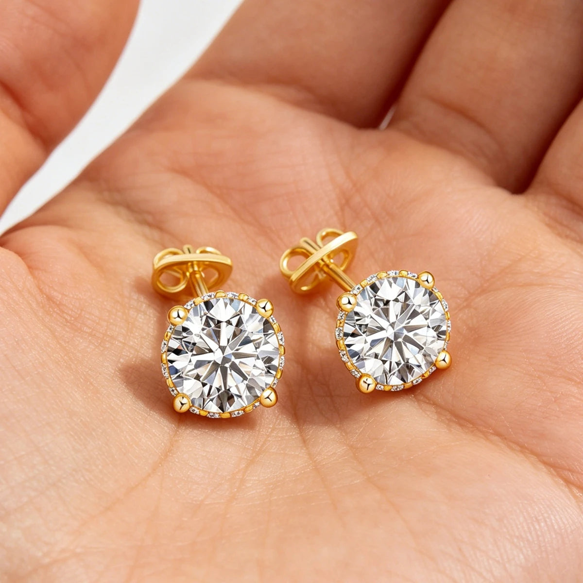 100% Pass Diamond Tester Round Moissanite Stud Earrings Women 925 Sterling Silver Ear Studs Wedding Jewelry