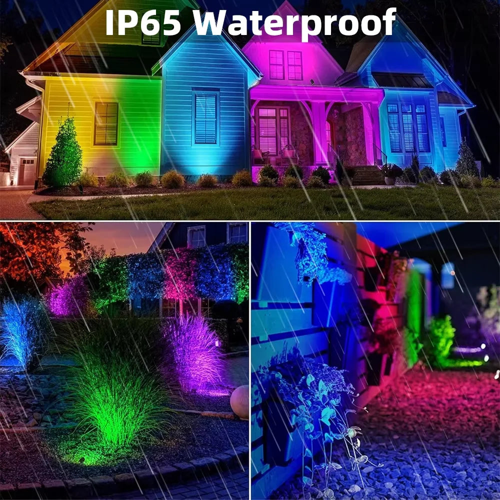 Outdoor Smart Landscape Spotlight APP and Remote Control 16 Million Colors IP65 Waterproof For Path Courtyard Gardens Backyard