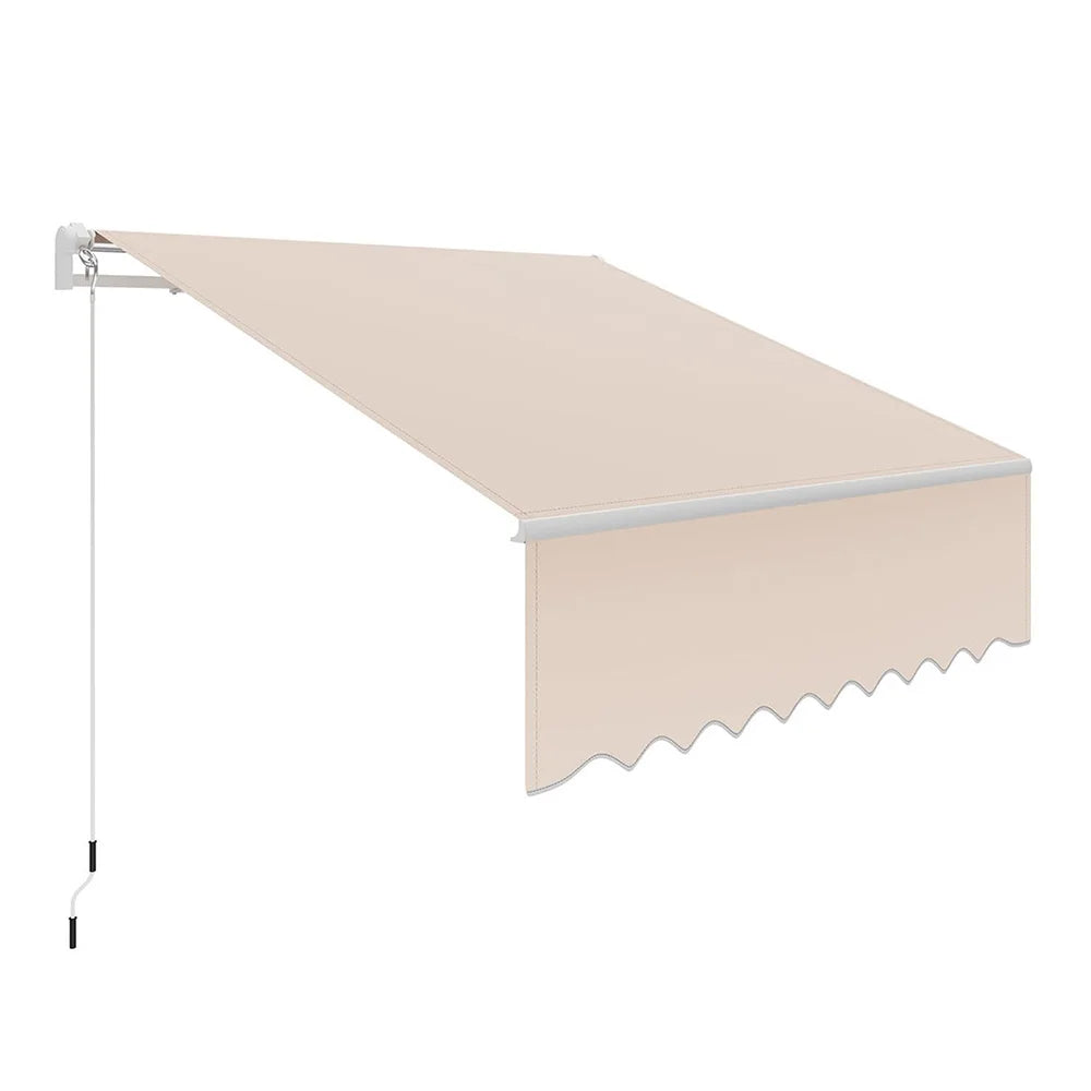 3x2.5m Retractable Patio Awning, Manual Crank Sun Shade With Waterproof Uv50+ Fabric & Aluminum Frame For Balcony Garden Outdoor